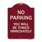 Signmission No Parking You Will Towed Immediately Heavy-Gauge Aluminum Sign, 24" x 18", BU-1824-23634 A-DES-BU-1824-23634 - alternate 1